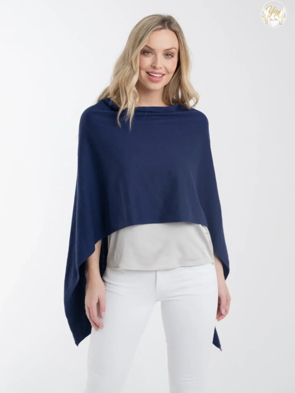 Luxury Cashmere Blend Poncho Shawl Wrap Topper One Size